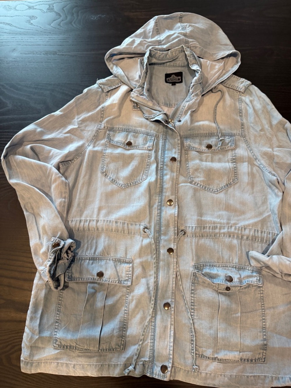 Angie Light Blue Hooded Utility Jacket